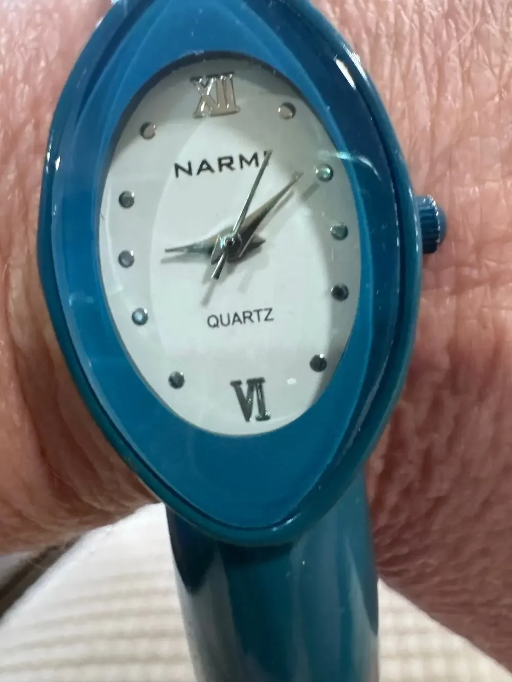 Vintage NARMI Teal Bangle Watch | Quartz | Retro Statement Bracelet Watch | Work